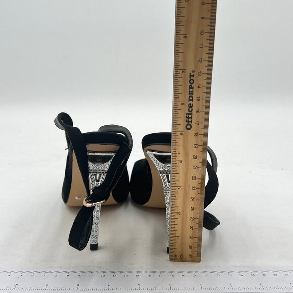 Black Pointy Toe Pumps High Heel Strappy Evening Party Event Stiletto Shoes - Picture 4 of 6